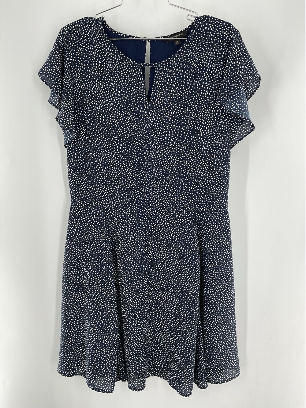 Banana Republic Women’s Size 12 Navy Blue Polkadot Dress 130
